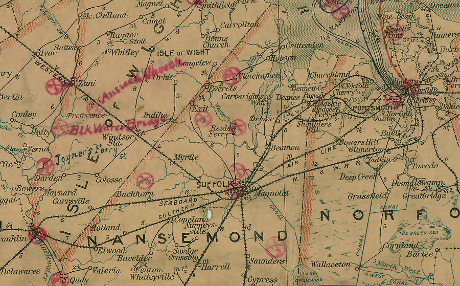 Suffolk was a railroad center in 1906
