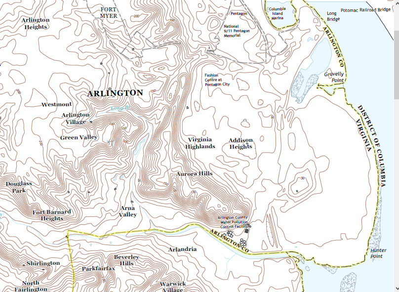 topography of Arlington County
