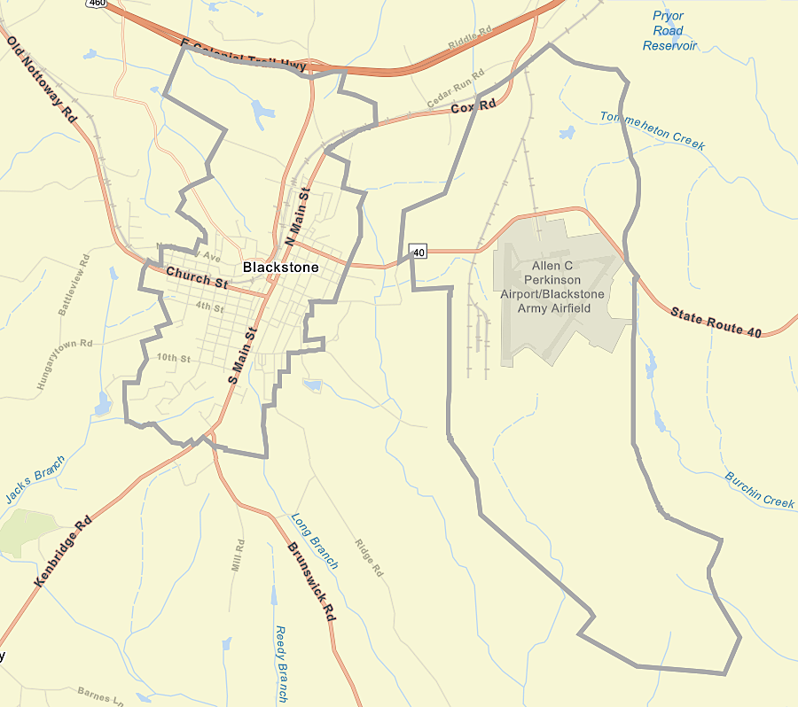 Town of Blackstone and Fort Barfoot boundaries