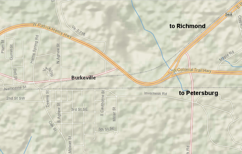 Burkeville is still the junction of Norfolk Southern routes headed east to Richmond and Petersburg, plus the Buckingham Branch headed south to North Carolina