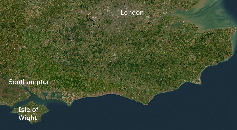 Isle of Wight is just south of Portsmouth and Gosport in England