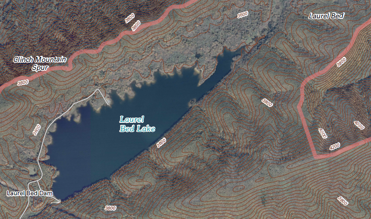Laurel Bed Lake, in watershed of North Fork of Holston River