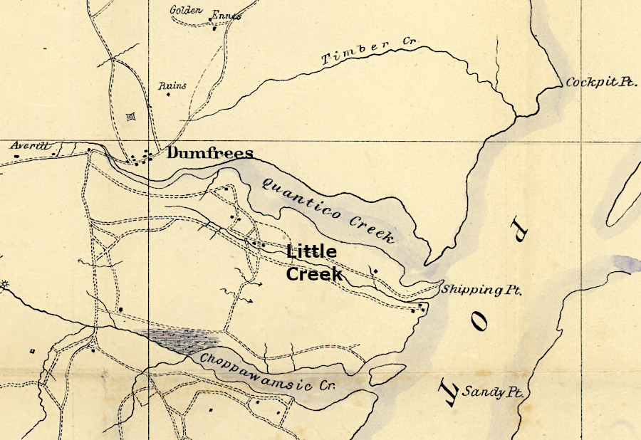 there were roads on each side of Little Creek in 1864