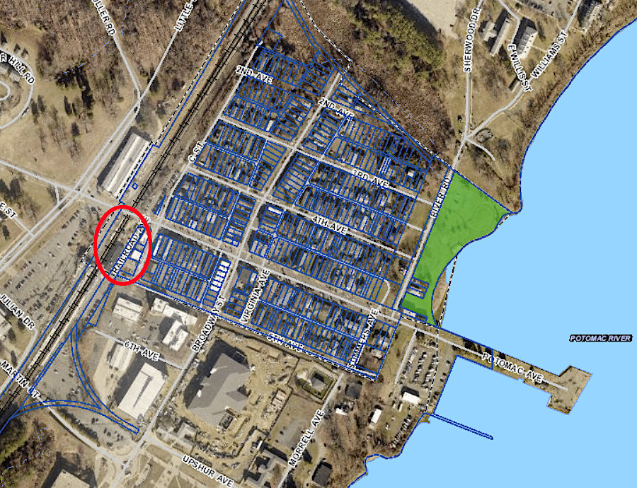 the train station is at the edge of the Town of Quantico