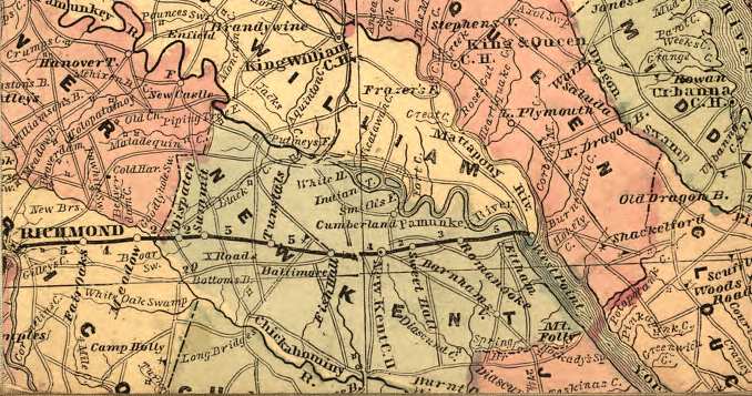 Richmond obtained access to a deeper-water harbor in 1861 by constructing a railroad to Delaware Town (renamed West Point) on the York River
