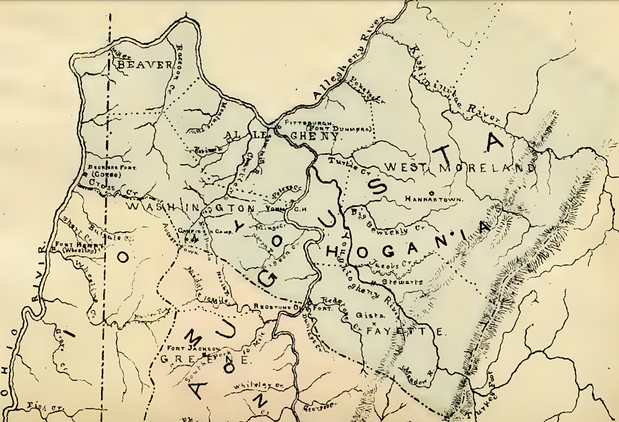 Yohogania County intruded deeply into land claimed by Pennsylvania