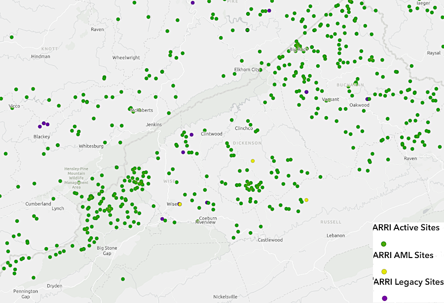 there are Appalachian Regional Reforestation Initiative (ARRI) sites throughout Virginia's coal country