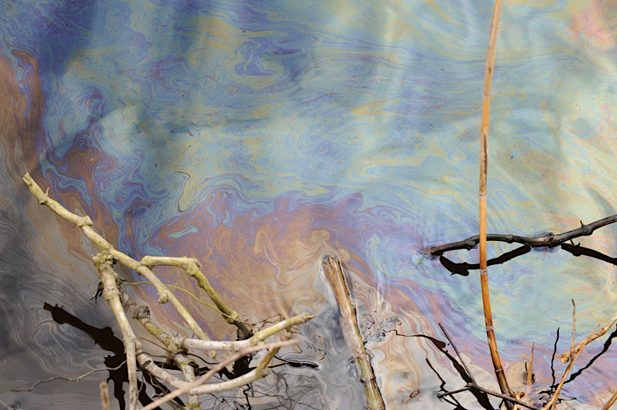 oil sheens on water are obvious indicators of hydrocarbon pollution