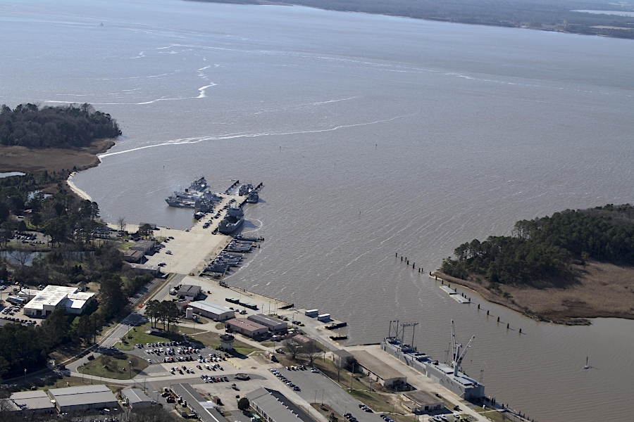 dredge spoils from the Skiffes Creek navigation channel at Fort Eustis Third Port facility are now deposited at the 70-acre Fort Eustis Dredge Material Management Area