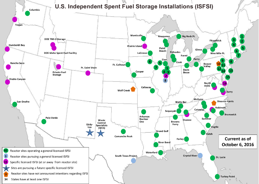 Virginia has two of the independent spent fuel storage installations authorized by the Federal government