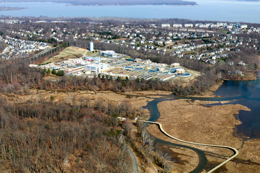 the H. L. Mooney Advanced Water Reclamation Facility on Neabsco Creek processes sewage from eastern Prince William County, except Dale City