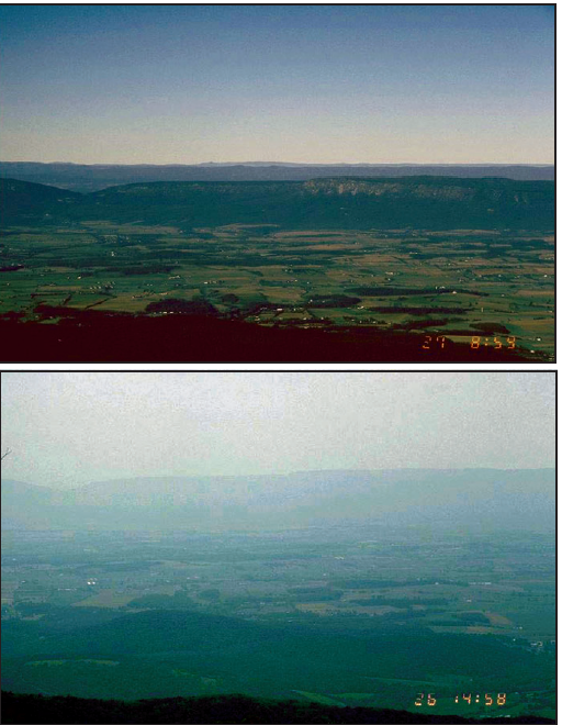 effect of air pollution on visibility from Shenandoah National Park