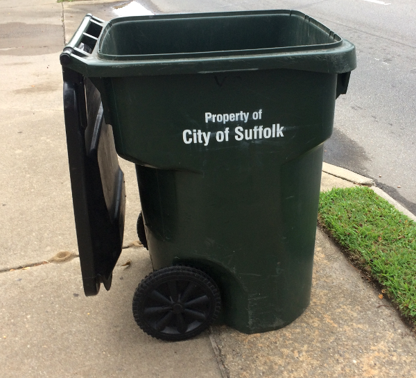 the City of Suffolk owns garbage cans