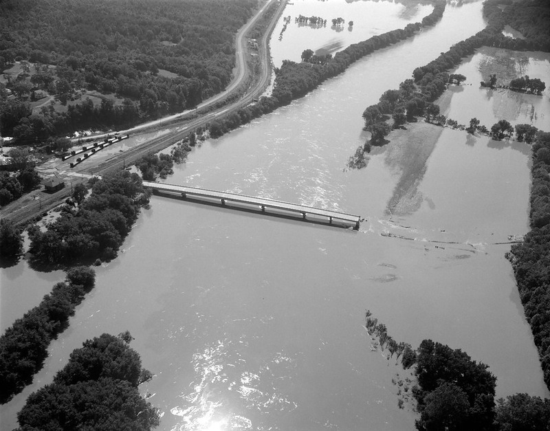 flooding from Hurricane Agnes in 1972 washed out half of the Route 609 bridge at Columbia