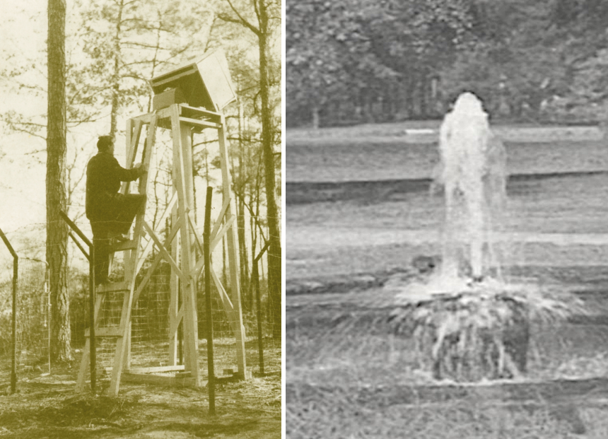 to measure water level changes in 1946 near Franklin, hydrologists built a column at an artesian well - such as the one at Norfolk