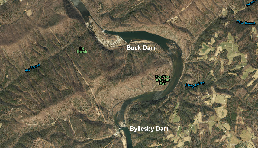 Appalachian Power Company built two hydropower dams across the New River in Carroll County in 1912, creating the Fowler's Ferry reservoir between Byllesby Dam and Buck Dam downstream