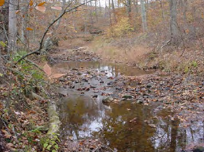 Cobbs Creek, at the location for the reservoir, is a small stream in Cumberland County