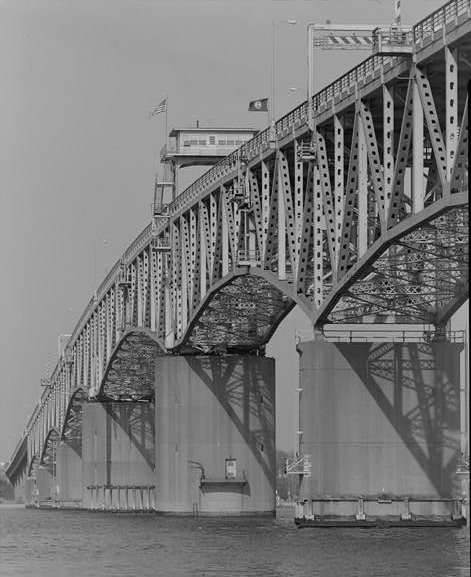 the George P. Coleman Memorial Bridge opened at the mouth of the York River in 1952