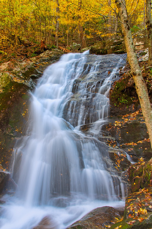 the lowest of five cascades over knickpoints at Crabtree Falls