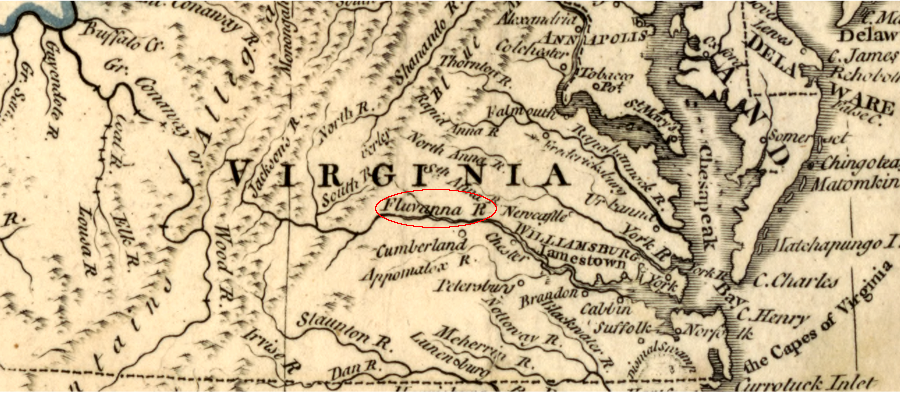 in 1783, the Fluvanna River was upstream of Richmond