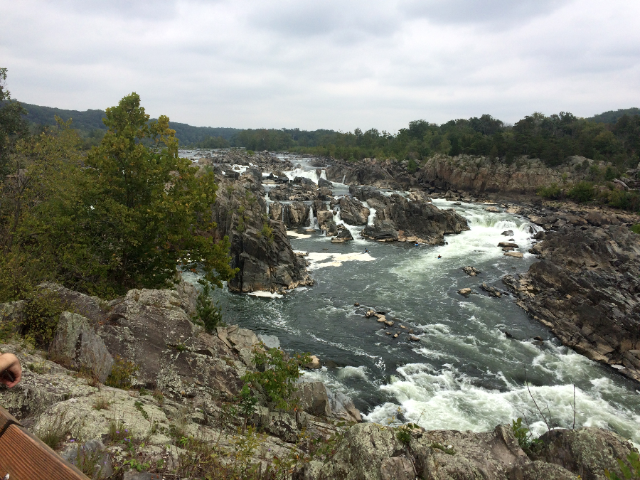 sunlight and oxygen help purify water droplets in the Potomac River at Great Falls