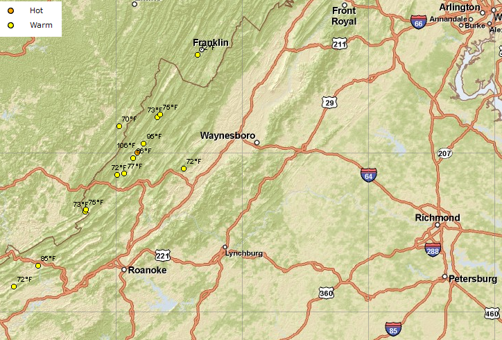 all thermal springs in Virginia are located in the Valley and Ridge physiographic province