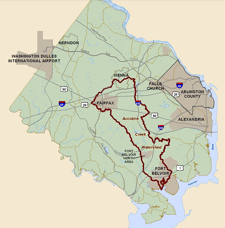 within the overall 52-square mile Accotink Creek watershed, 30 square miles drain into Lake Accotink