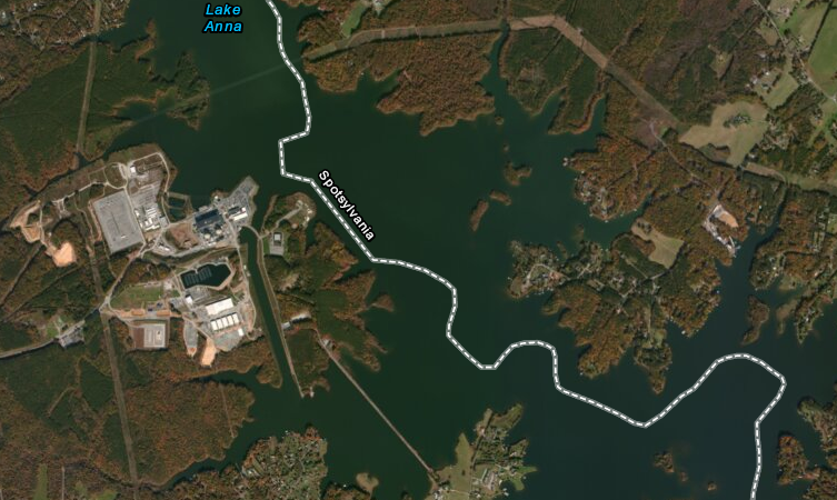 the hot side of Lake Anna - the southern side - includes cooling ponds to reduce the temperature of water from the nuclear power plant