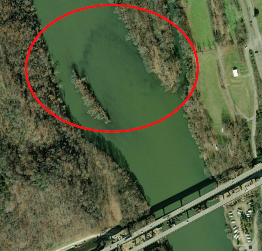 evidence of a Native American fishing weir remains in the New River just downstream from the I-81 bridge