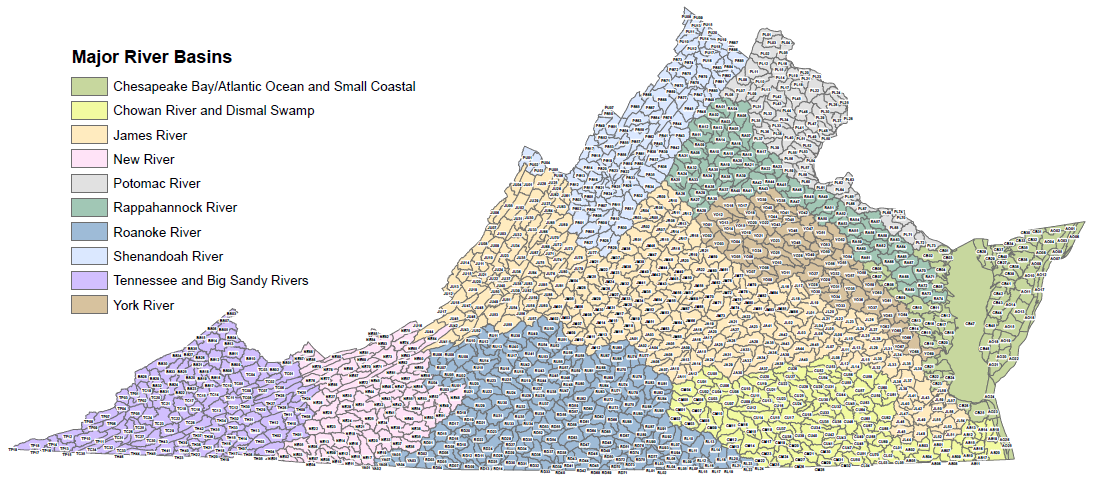if you keep subdividing the large watersheds into smaller and smaller sub-watersheds... this is where you stop