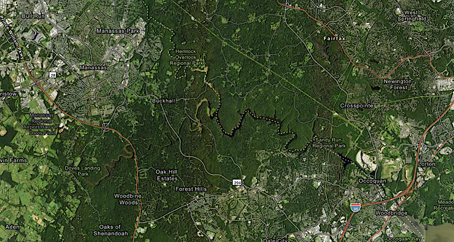 in 2022, much of the Occoquan River watershed in Prince William County was covered by an impervious surface