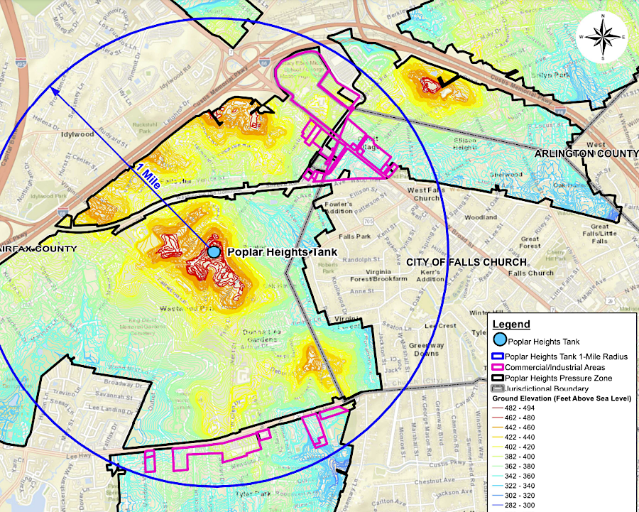 Fairfax Water had to obtain Fairfax County approval for the replacement of the Poplar Heights water tank, built by Falls Church in 1952