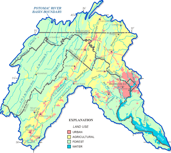 much of the water in the Potomac River flows off forested mountains in the watershed, but Fairfax County assessed just the five miles closest to its intake pipe for its Source Protection Area study