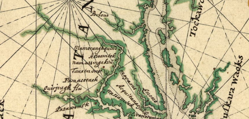 in the mid-1600's, the Dutch were familiar with the Potomac River beyond Great Falls