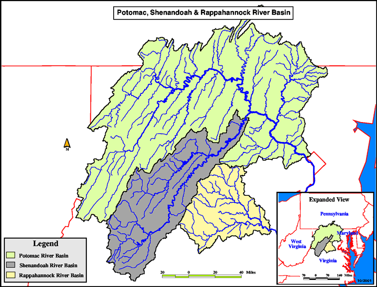 Potomac, Shenandoah, and Rappahannock watersheds