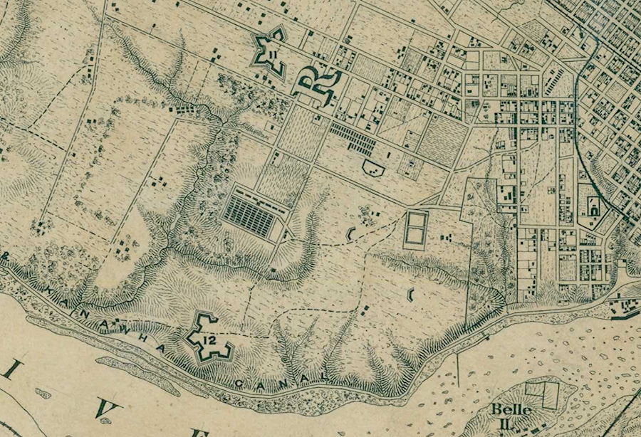 the Marshall Reservoir was west of Hollywood Cemetery and the developed area in Richmond