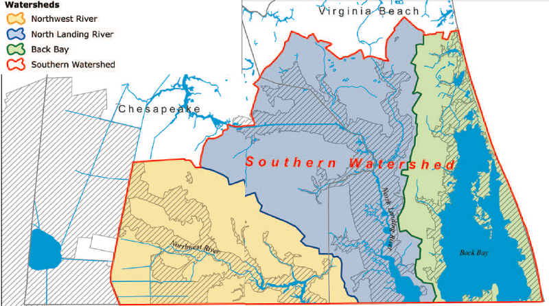 cities of Chesapeake/Virginia Beach cooperate via the Southern Watershed Management Plan to balance protection of the Southern Watersheds critical environmental resources with economic development opportunities