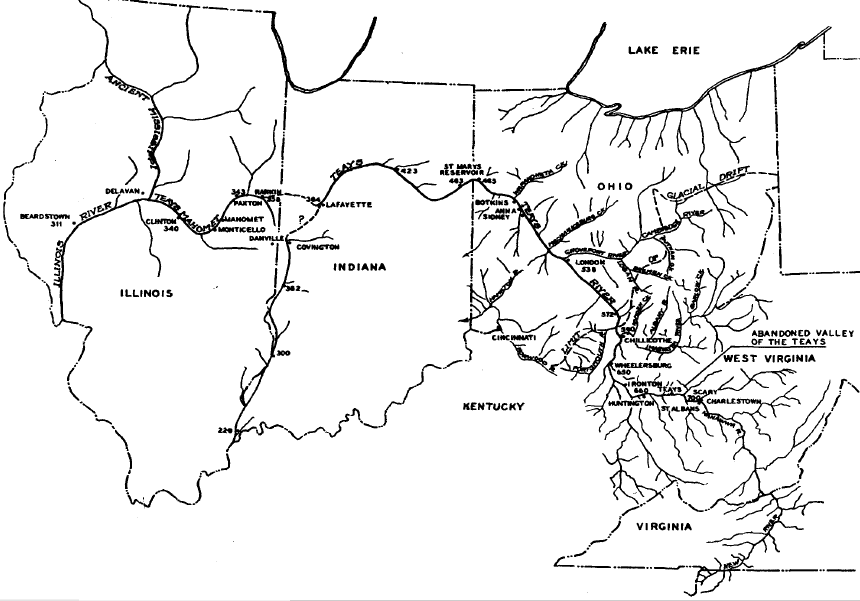 the route of the Teays River was identified in 1946
