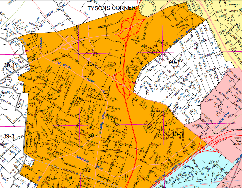 Tysons Corner area serviced by Falls Church water system