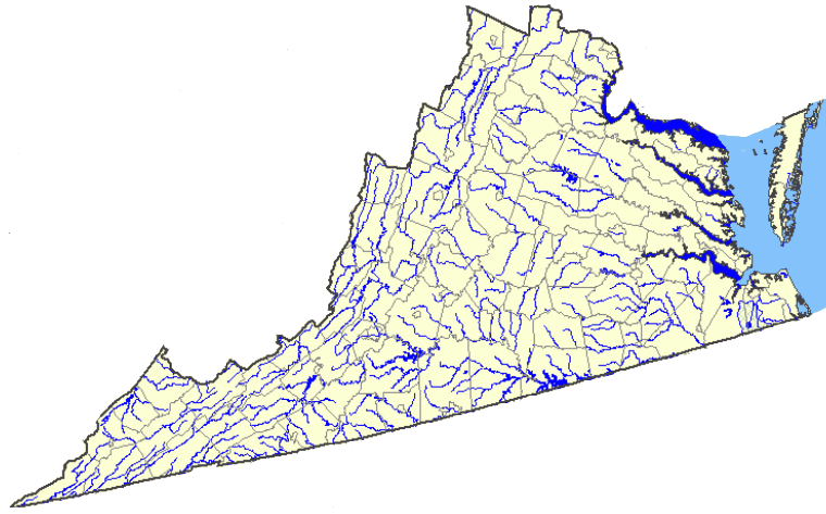 Virginia rivers and boundaries of political jurisdictions