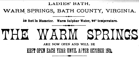 the Ladies Bath at Warm Springs advertised 98℉ water