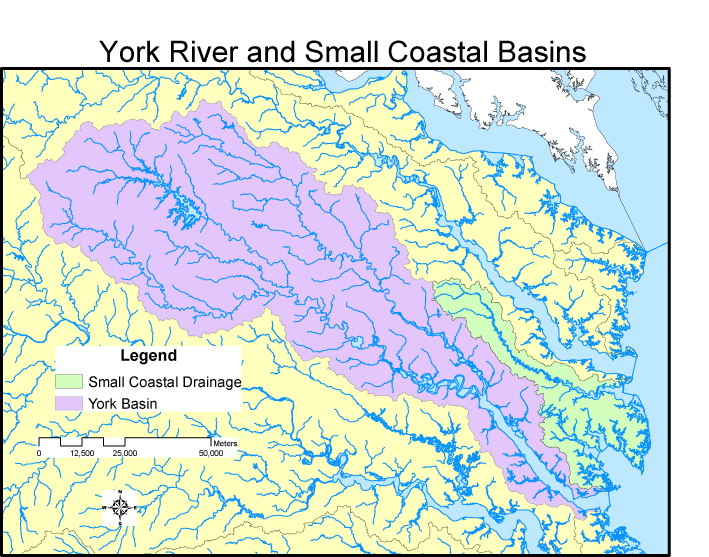 York River watershed, together with other small coastal basins