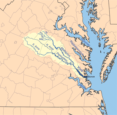 the two tributaries that form the York River at their confluence are the Pamunkey and Mattaponi rivers