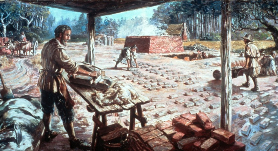 bricks were made from local clay at Jamestown