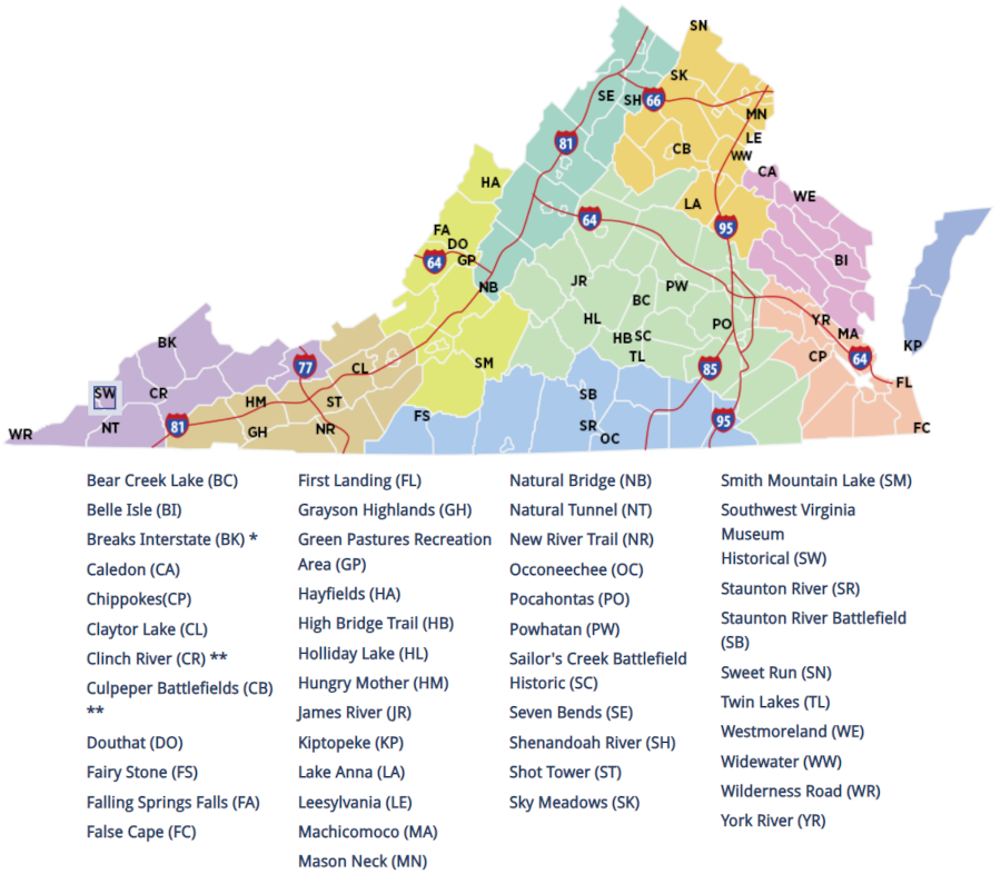 in 2026, there were 44 units in the Virginia State Park System