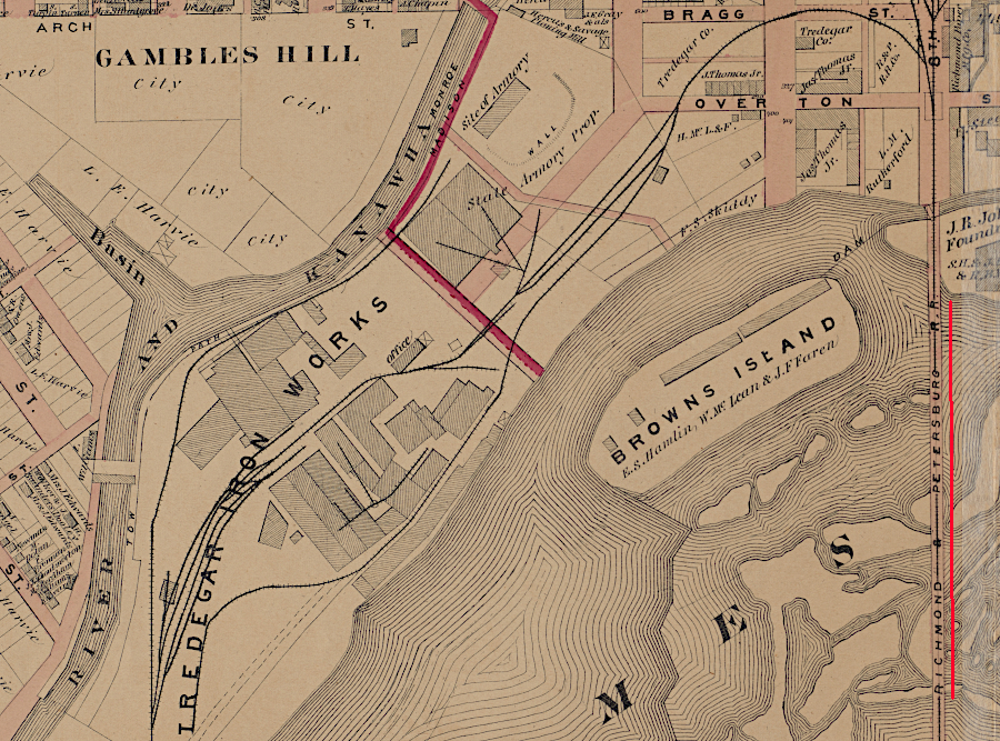 the Tredegar Iron Works in Richmond was served by the Richmond and Petersburg Railroad