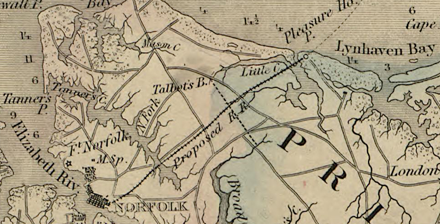 plans were made prior to the Civil War for a railroad linking Norfolk to the Eastern Shore, with a ferry landing at Little Creek