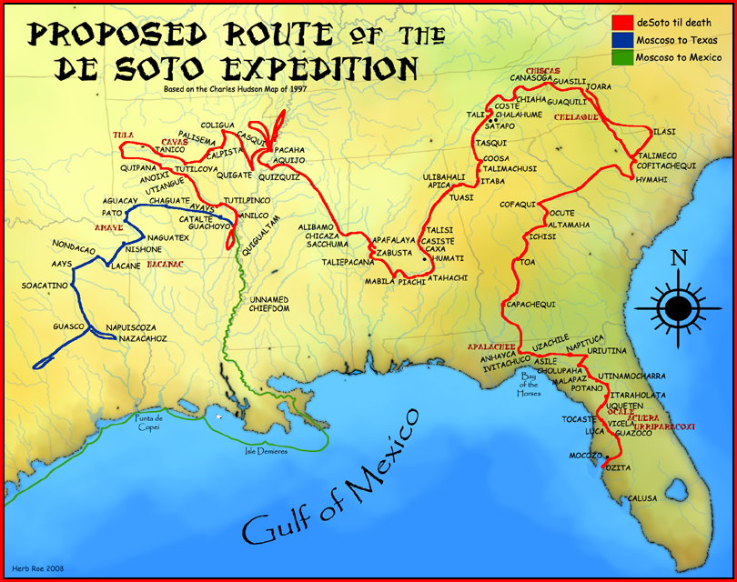 Hernando de Soto passed south of Virginia, eventually reaching what today is Arkansas before being killed
