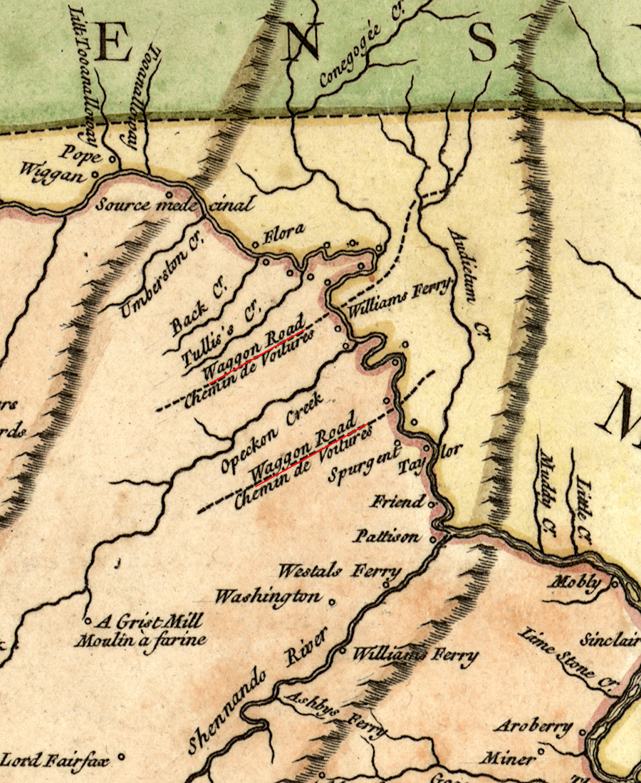 by 1755, two major crossings of the Potomac River converged at Winchester