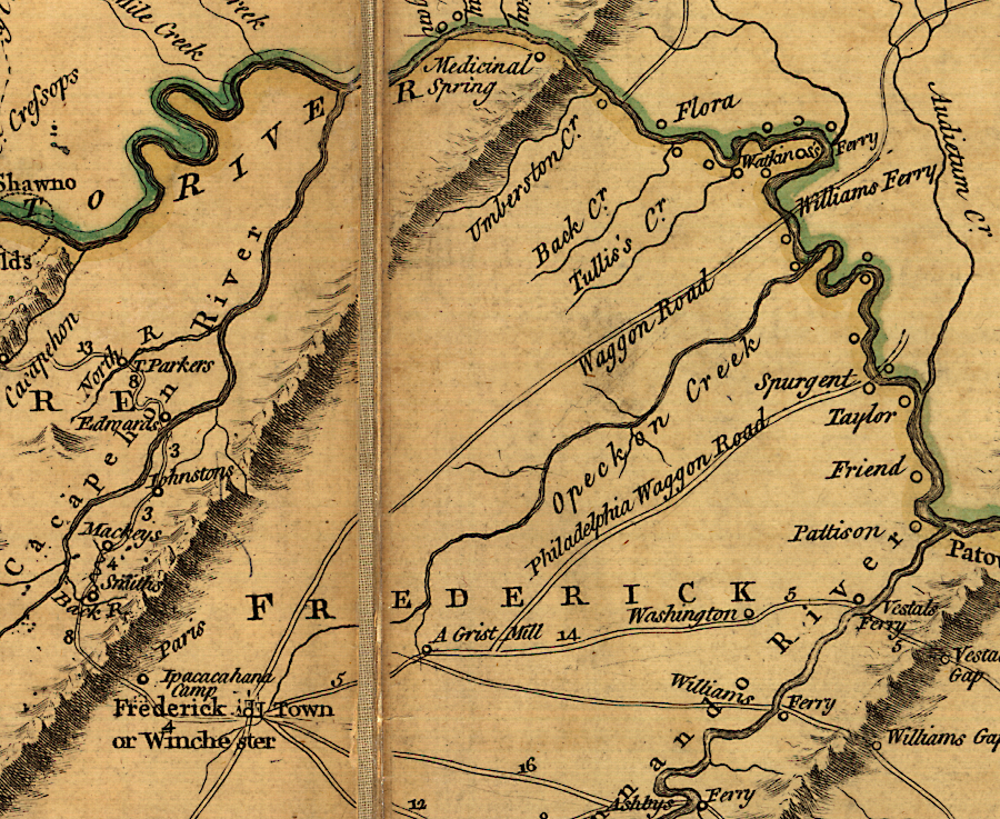 by 1755, two major crossings of the Potomac River converged at Winchester